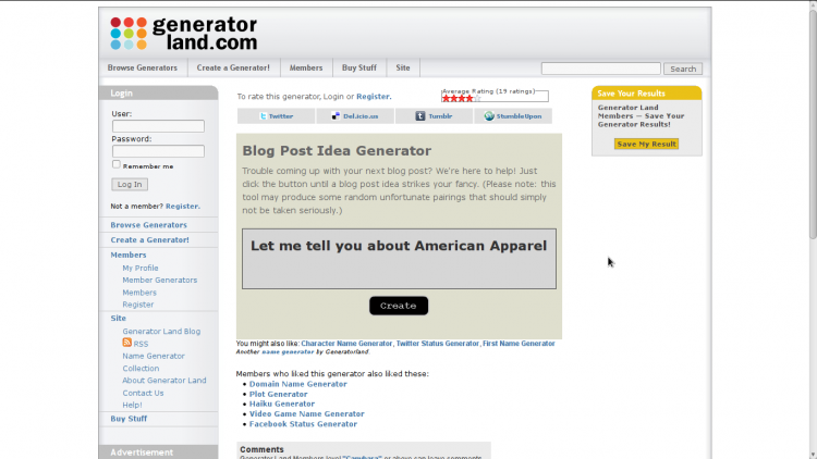 Blog Post Idea Generator by generatorland.com