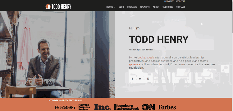 Example of personal website (new) - Todd
