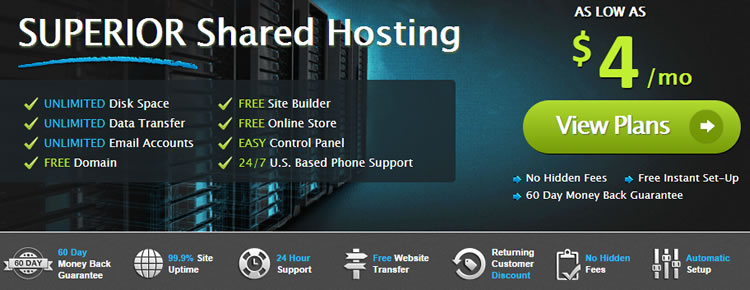 Arvixe's shared web hosting deal - starting at $4/mo 