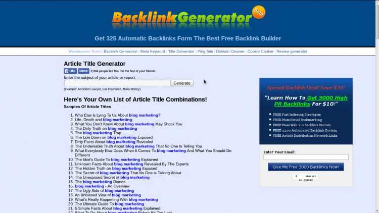 Article Title Generator by backlinkgenerator.net