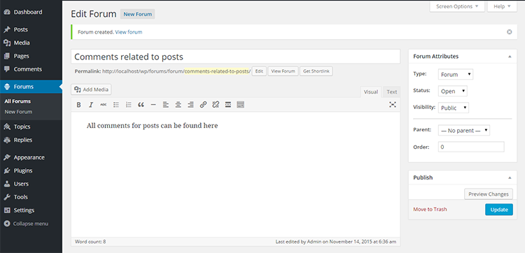 6(new forum created after clicking publish)