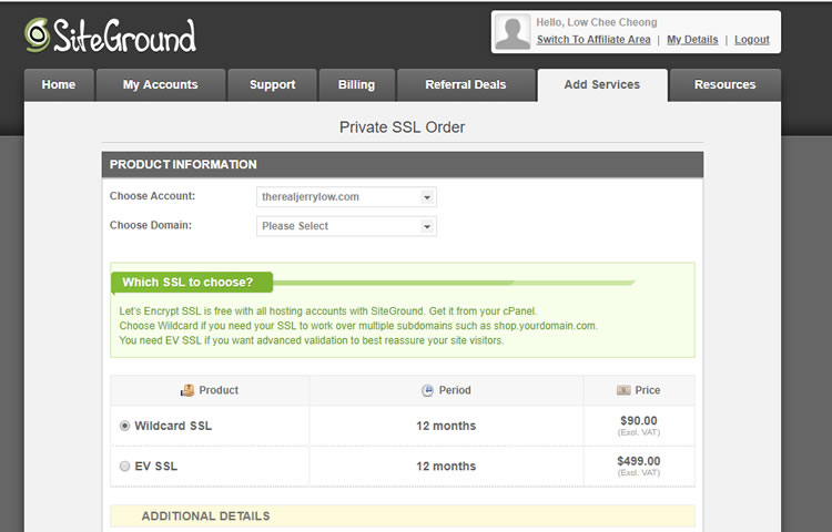 Siteground EV SSL