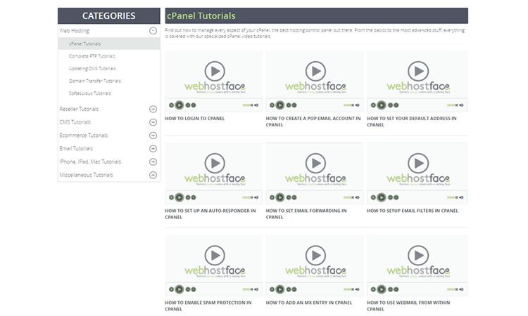 Tons of helpful video tutorials at WebHostFace.