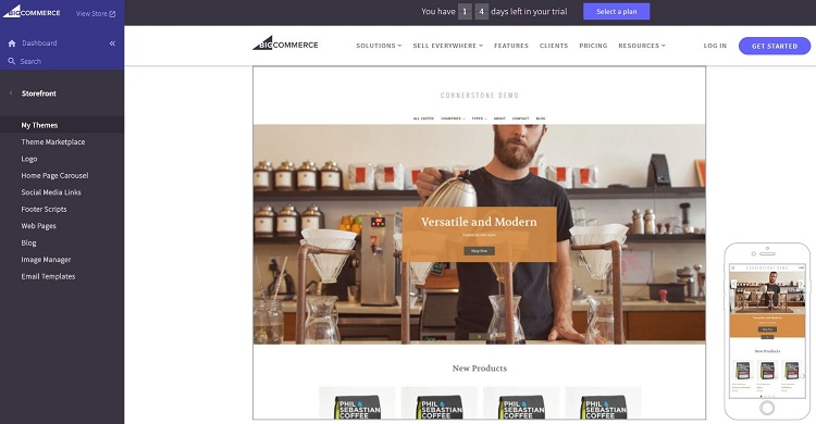 BigCommerce offers a clean, easy-to-use interface backed by powerful tools