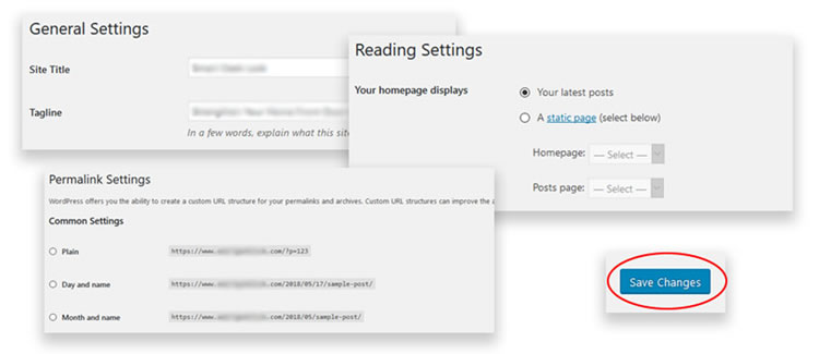 Basic setting for a new WP site