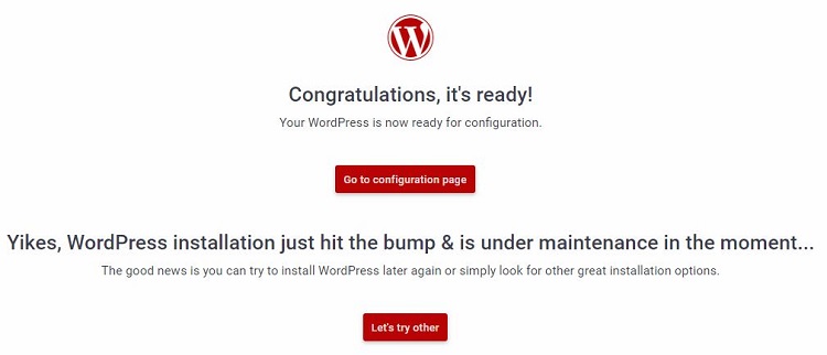 Error message while installing WordPress