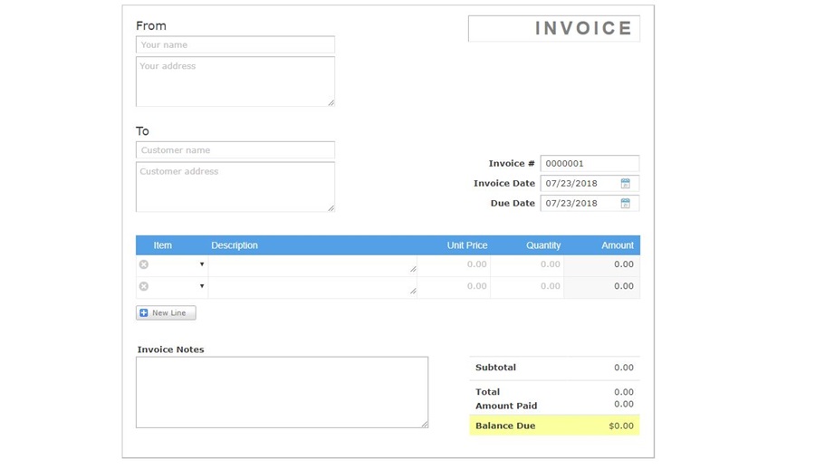 Aynax free invoice template