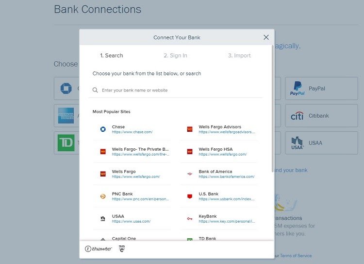 FreshBooks integrates well with banking accounts.