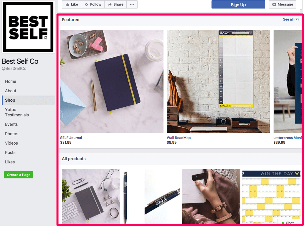Shopify Facebook store example