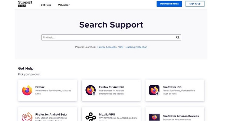 Mozilla Support Site 