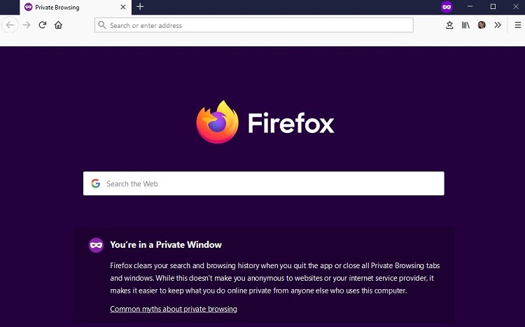 Mozilla firefox private browsing mode