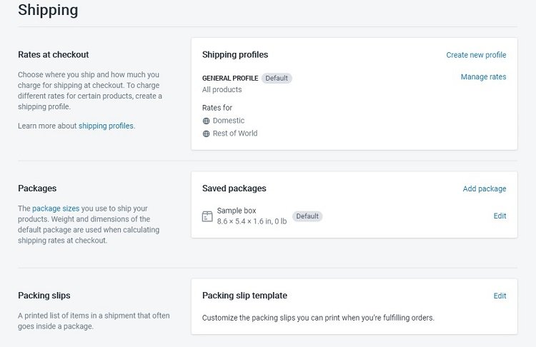 Setting up Shopify store shipping