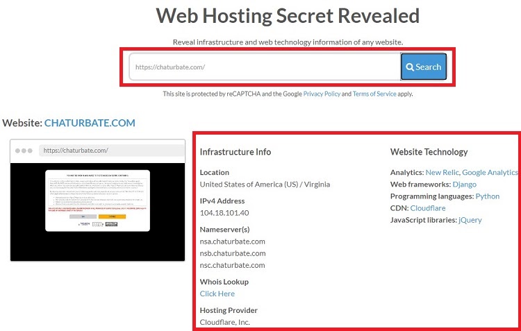 WHSR website tool - Reveal website infrastructure and technology 