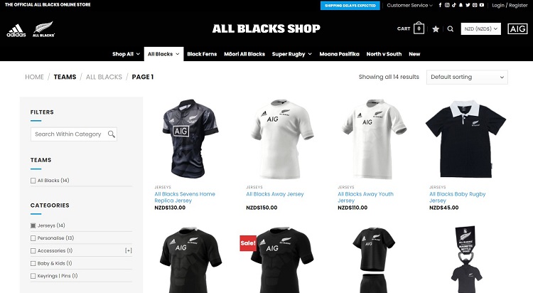 WooCommerce Example - Adidas All Blacks Shop