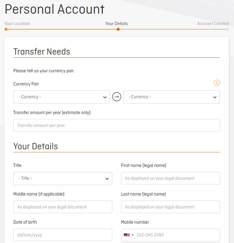 Creating an account with OFX is simple and straightforward.