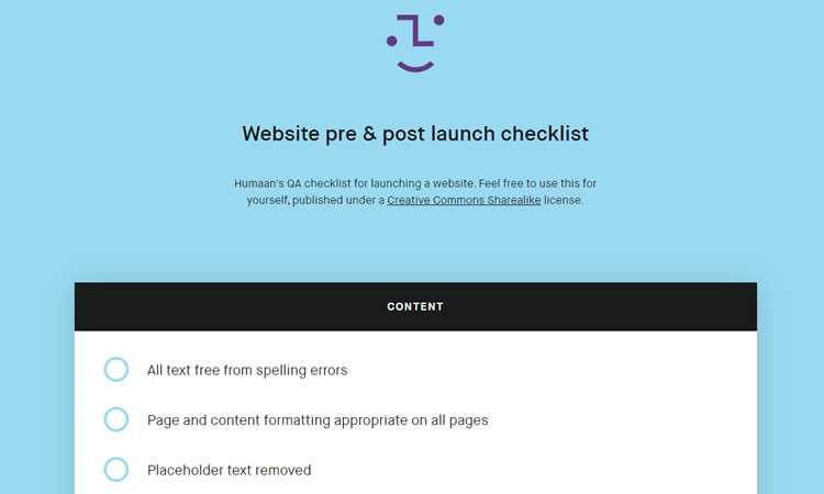 Humaan Website Launch Checklist