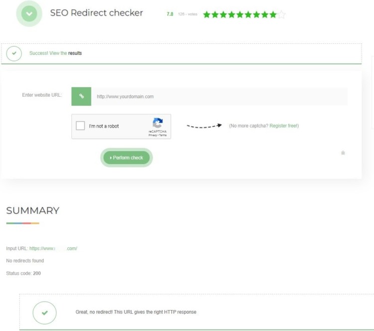SEO Redirect Checker (by SEO Review Tools)
