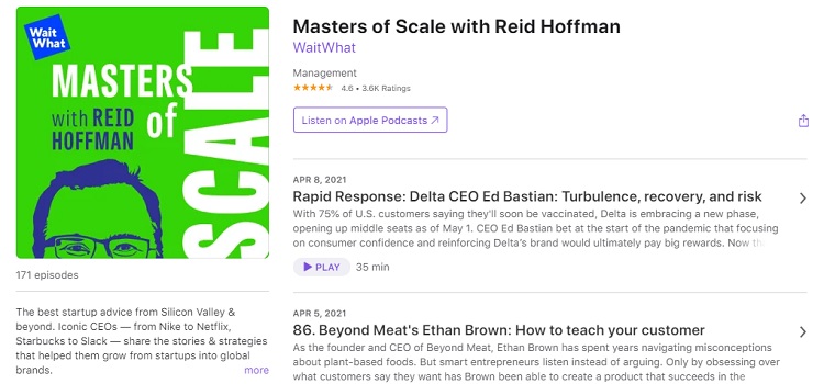 Business Podcast - Masters of Scale with Reid Hoffman