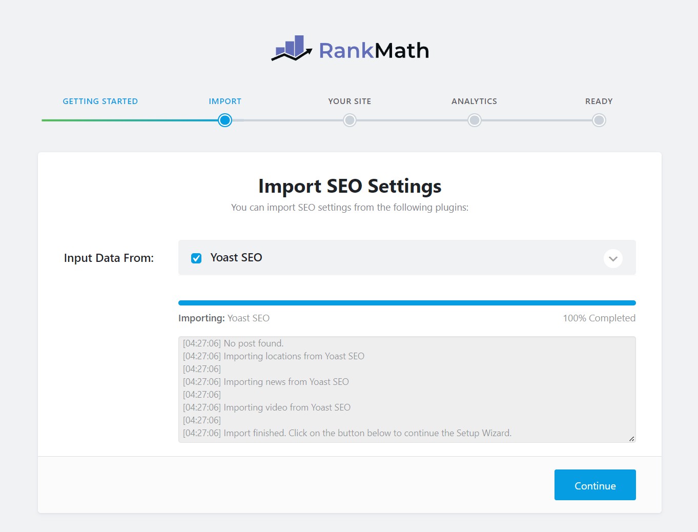 RankMath's Setup Wizard is easy to use