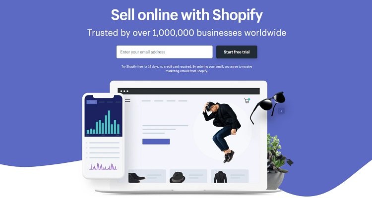 Sell online with Shopify - Signup for a 14-day free trial
