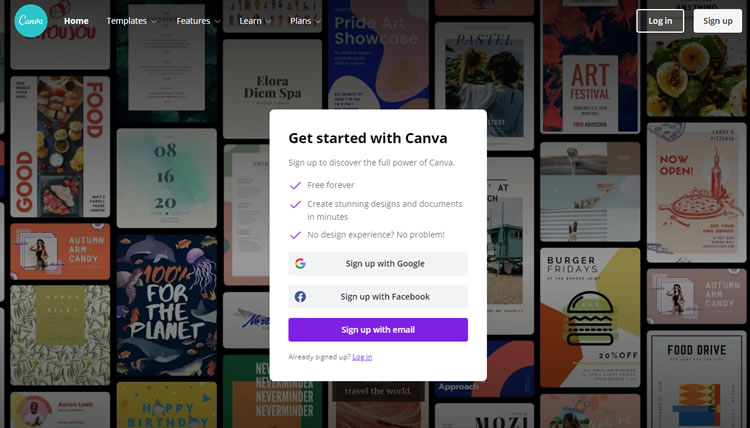 Canva registration is quick and easy