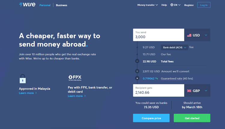 Wise / TransferWise Homepage
