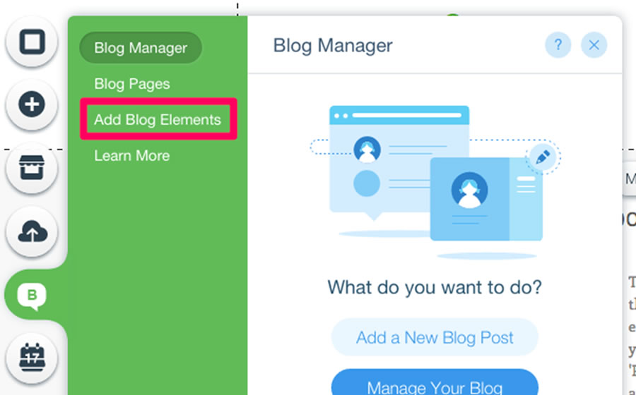 You can add even more elements to this page. Just use the ‘Add Blog Elements’ option from the ‘Blog Manager’ menu. 